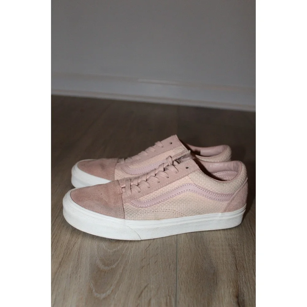 Vans Old Skool Pink Suede Woven Textile Low Top Sneakers Womens 7.5 Mens 6.0‎
